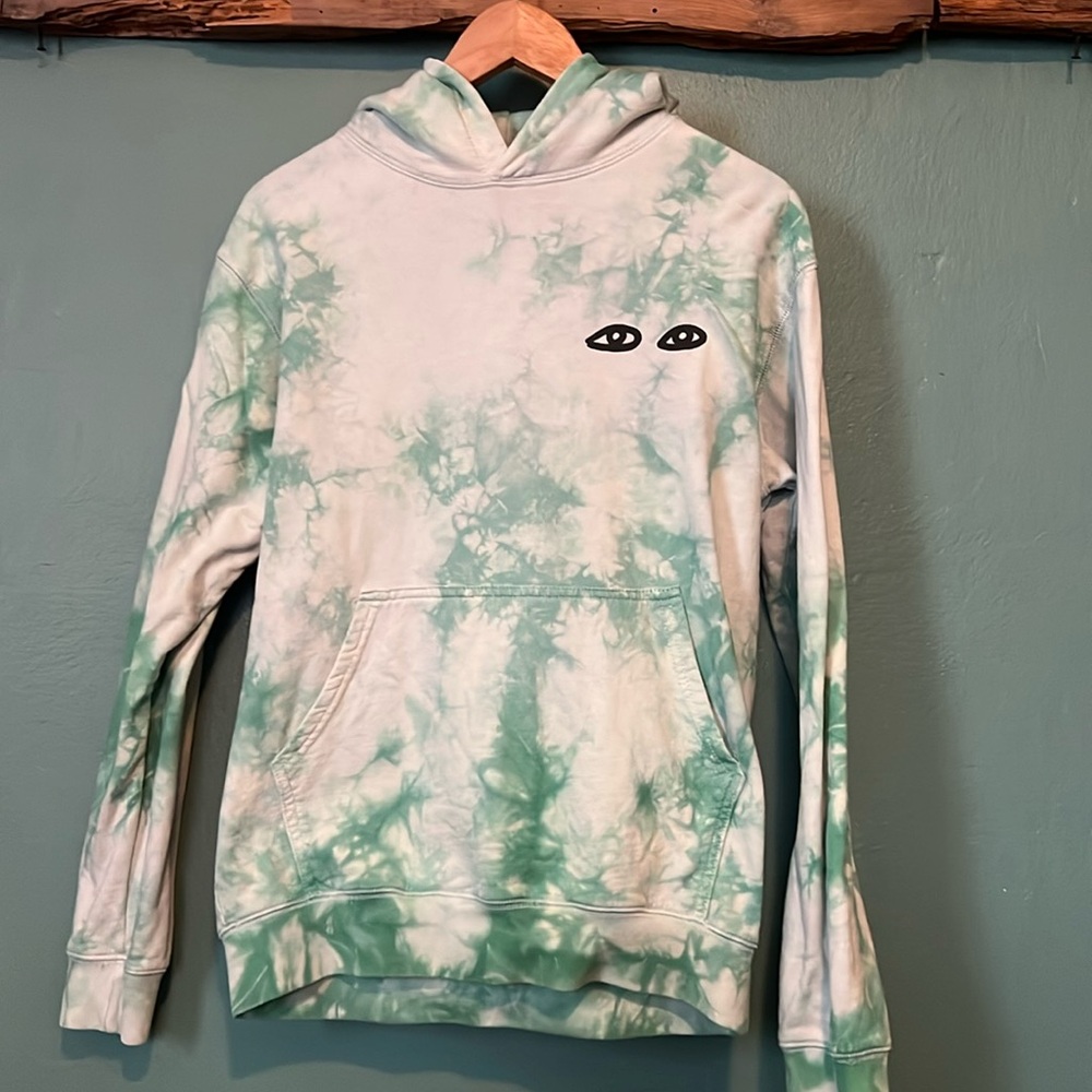 Clare V. Hoodie Cloud Tie-Dye with Eyes Women’s size Small in Pale Green